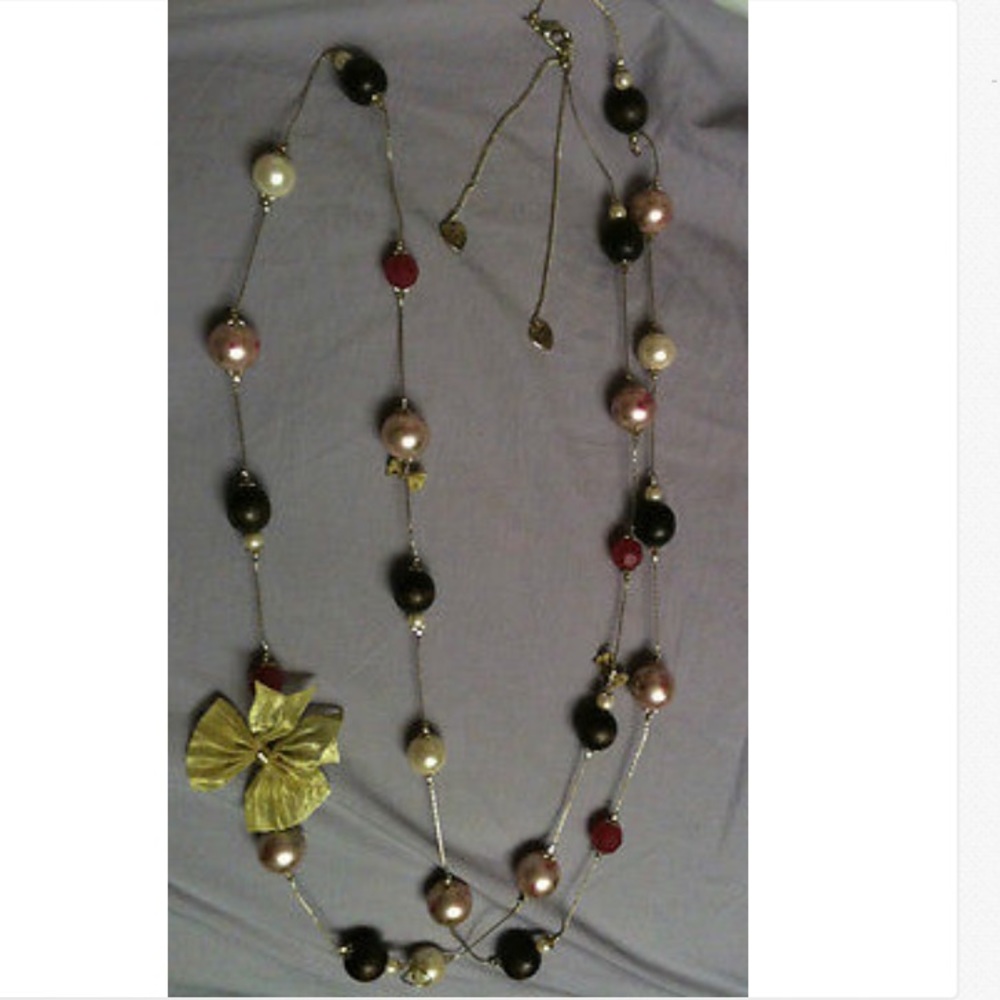 💞🌸💕Betsey Johnson Long Pink Bow Necklace